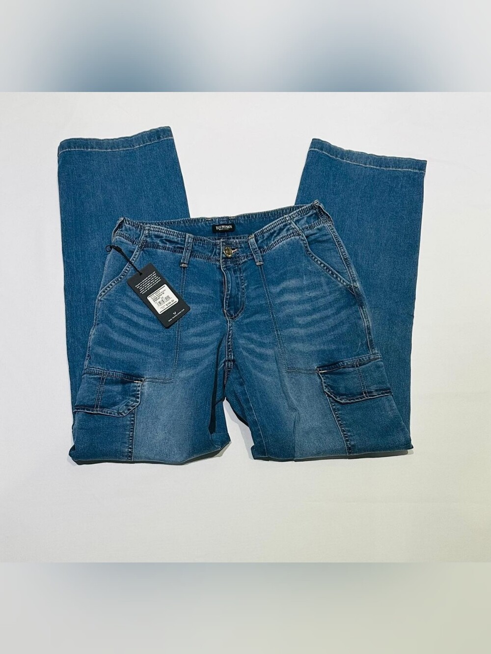 🔥 TRUE RELIGION Cargo Jeans Women’s Size 27 NWT 🔥 Medium Tide Wash | Style 600 - Picture 14 of 16